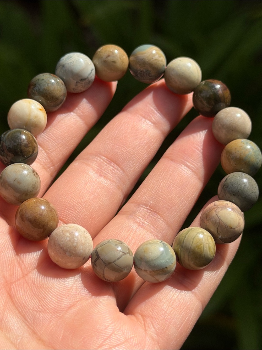 Natural Earth Tone Jasper Beaded Bracelet - Brown Palo